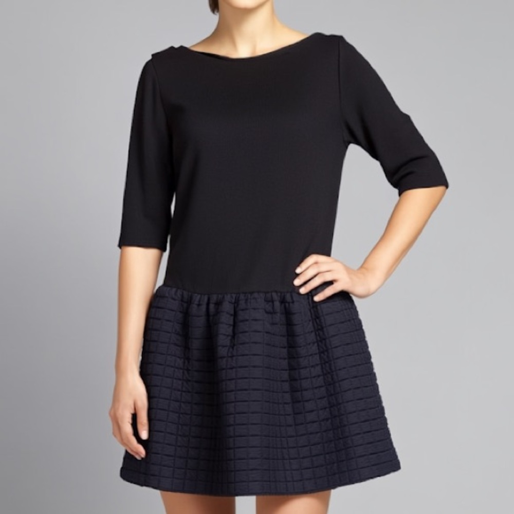 MSGM Black Quilted Drop-Waist Party Mini Dress IT 44 US 6 Made in Italy